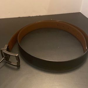 Mens black bonded leather belt brushed nickel color buckle sz 44/110 XL